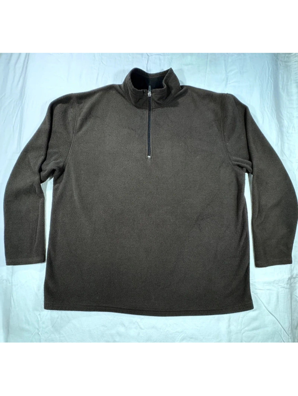 Navy Men's XL Fleece Quarter-Zip Pullover Brown Sweater Vintage 2009